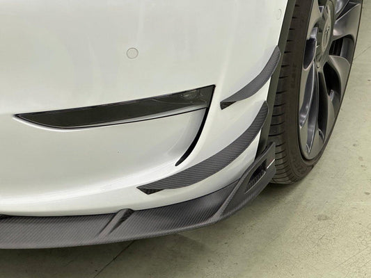 Tesla Model Y 2020 2021 2022 2023 2024 with Aftermarket Parts - AE Style Front Canards Carbon Fiber from ArmorExtend