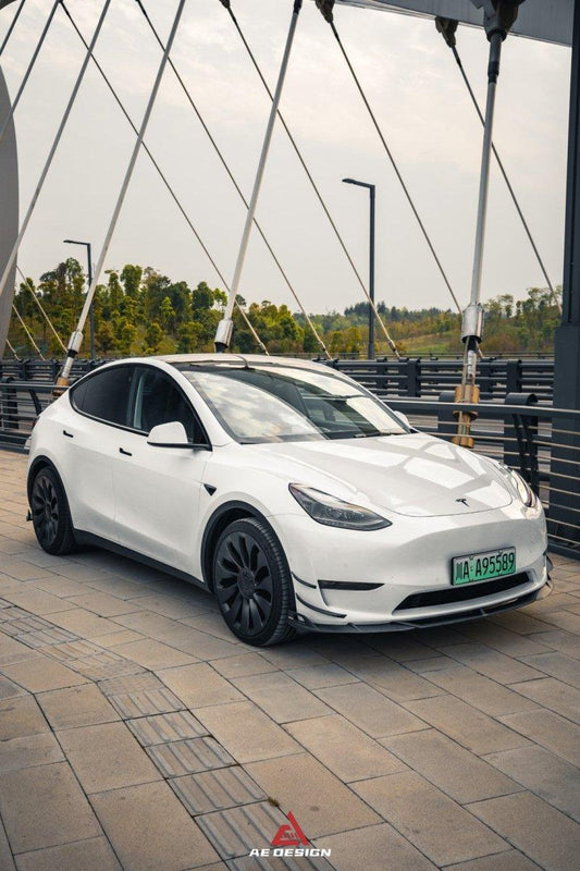 Tesla Model Y 2020 2021 2022 2023 2024 with Aftermarket Parts - AE Style Front Canards Carbon Fiber from ArmorExtend