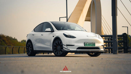 Tesla Model Y 2020 2021 2022 2023 2024 with Aftermarket Parts - AE Style Front Canards Carbon Fiber from ArmorExtend