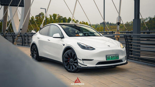 Tesla Model Y 2020 2021 2022 2023 2024 with Aftermarket Parts - AE Style Front Canards Carbon Fiber from ArmorExtend