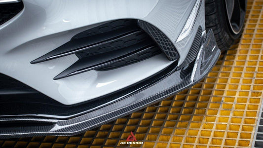 Mercedes Benz A-Class A220 (with sport-package bumper) Pre-facelift / A35 / A35L W177 2019 2020 2021 2022 2023 2024 with Aftermarket Parts - AE Front Canards Carbon Fiber from ArmorExtend