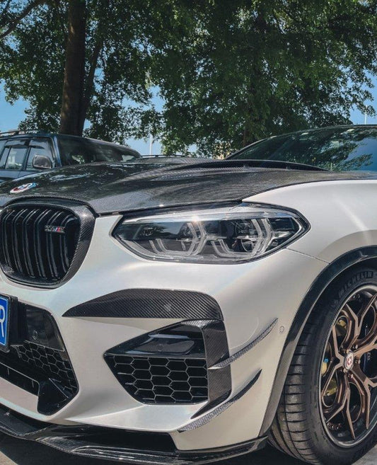 BMW X3M X3MC F97 Pre-LCI 2019 2020 2021 & X4M X4MC F98 Pre-LCI 2019 2020 2021 with Aftermarket Parts - AE V2 Front Canards Carbon Fiber from ArmorExtend