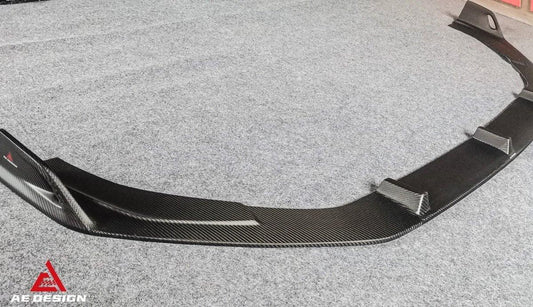 Audi S4 / A4 (With S-line Bumper) B9.5 2020 2021 2022 2023 2024 with Aftermarket Parts - AE Style Front Lip Carbon Fiber from ArmorExtend