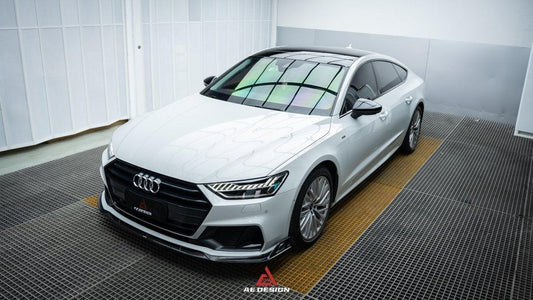 Audi S7 A7 (with s-line bumper) C8 2019 2020 2021 2022 2023 2024 with Aftermarket Parts - AE Style Front Lip Carbon Fiber from ArmorExtend