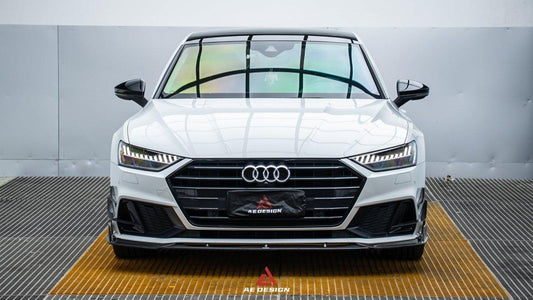 Audi S7 A7 (with s-line bumper) C8 2019 2020 2021 2022 2023 2024 with Aftermarket Parts - AE Style Front Lip Carbon Fiber from ArmorExtend