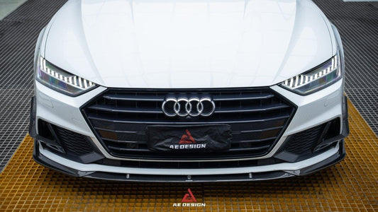 Audi S7 A7 (with s-line bumper) C8 2019 2020 2021 2022 2023 2024 with Aftermarket Parts - AE Style Front Lip Carbon Fiber from ArmorExtend