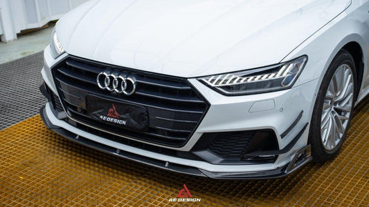 Audi S7 A7 (with s-line bumper) C8 2019 2020 2021 2022 2023 2024 with Aftermarket Parts - AE Style Front Lip Carbon Fiber from ArmorExtend