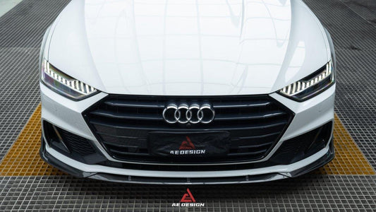 Audi S7 A7 (with s-line bumper) C8 2019 2020 2021 2022 2023 2024 with Aftermarket Parts - AE Style Front Lip Carbon Fiber from ArmorExtend