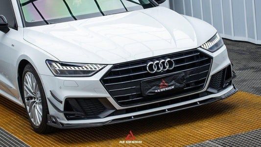 Audi S7 A7 (with s-line bumper) C8 2019 2020 2021 2022 2023 2024 with Aftermarket Parts - AE Style Front Lip Carbon Fiber from ArmorExtend