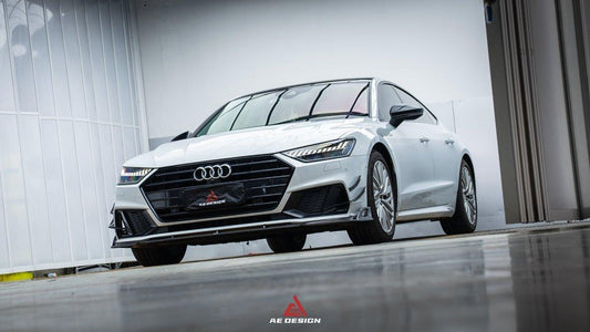 Audi S7 A7 (with s-line bumper) C8 2019 2020 2021 2022 2023 2024 with Aftermarket Parts - AE Style Front Lip Carbon Fiber from ArmorExtend