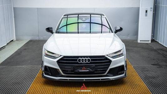 Audi S7 A7 (with s-line bumper) C8 2019 2020 2021 2022 2023 2024 with Aftermarket Parts - AE Style Front Lip Carbon Fiber from ArmorExtend