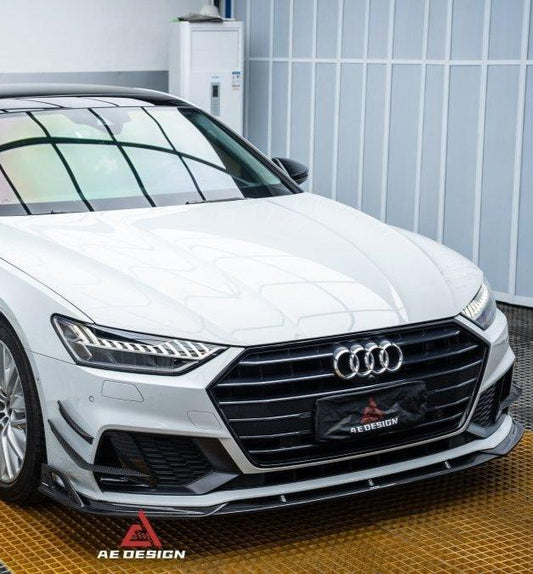 Audi S7 A7 (with s-line bumper) C8 2019 2020 2021 2022 2023 2024 with Aftermarket Parts - AE Style Front Lip Carbon Fiber from ArmorExtend