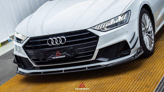 Audi S7 A7 (with s-line bumper) C8 2019 2020 2021 2022 2023 2024 with Aftermarket Parts - AE Style Front Lip Carbon Fiber from ArmorExtend