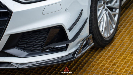 Audi S7 A7 (with s-line bumper) C8 2019 2020 2021 2022 2023 2024 with Aftermarket Parts - AE Style Front Lip Carbon Fiber from ArmorExtend