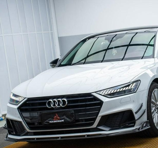 Audi S7 A7 (with s-line bumper) C8 2019 2020 2021 2022 2023 2024 with Aftermarket Parts - AE Style Front Lip Carbon Fiber from ArmorExtend