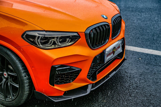 BMW X3M X3MC F97 Pre-LCI 2019 2020 2021 & X4M X4MC F98 Pre-LCI 2019 2020 2021 with Aftermarket Parts - AE Front Lip Carbon Fiber from ArmorExtend