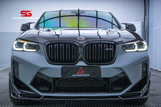 BMW X3M X3MC F97 LCI 2022 2023 2024 & X4M X4MC F98 LCI 2022 2023 2024 with Aftermarket Parts - AE Front Lip Carbon Fiber from ArmorExtend