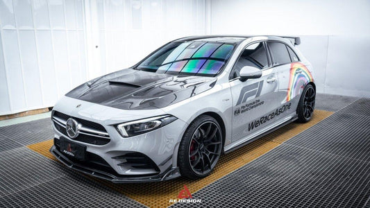 Mercedes Benz A-Class A220 (with sport-package bumper) Pre-facelift /A35 /A35L W177 2019 2020 2021 2022 2023 2024 with Aftermarket Parts - AE Front Lip Carbon Fiber from ArmorExtend