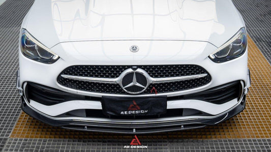 Mercedes Benz C-Class C300 (with sport-package bumper) W206 2021 2022 2023 2024 with Aftermarket Parts - AE Style Front Lip Carbon Fiber from ArmorExtend