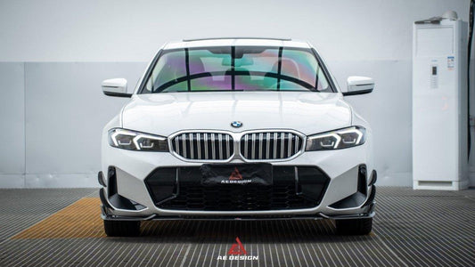 BMW 3 Series 330i (With M-Package Bumper,Does not fit base model) M340i LCI G20 G21 2023 2024 with Aftermarket Parts - AE Style Front Lip Carbon Fiber from ArmorExtend