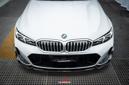 BMW 3 Series 330i (With M-Package Bumper,Does not fit base model) M340i LCI G20 G21 2023 2024 with Aftermarket Parts - AE Style Front Lip Carbon Fiber from ArmorExtend