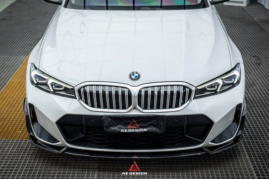 BMW 3 Series 330i (With M-Package Bumper,Does not fit base model) M340i LCI G20 G21 2023 2024 with Aftermarket Parts - AE Style Front Lip Carbon Fiber from ArmorExtend