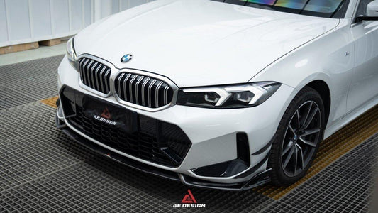 BMW 3 Series 330i (With M-Package Bumper,Does not fit base model) M340i LCI G20 G21 2023 2024 with Aftermarket Parts - AE Style Front Lip Carbon Fiber from ArmorExtend