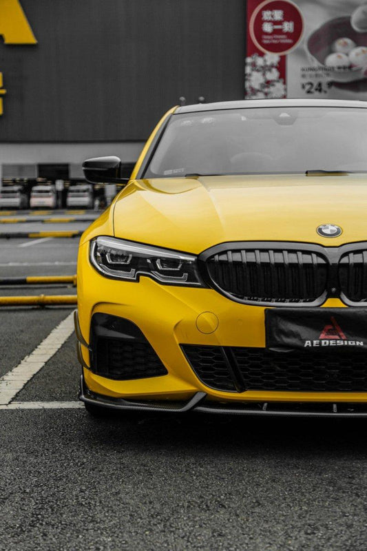 BMW 3 Series 330i M340i G20 Pre-LCI 2019 2020 2021 2022 with Aftermarket Parts - AE Style Front Lip Carbon Fiber from ArmorExtend