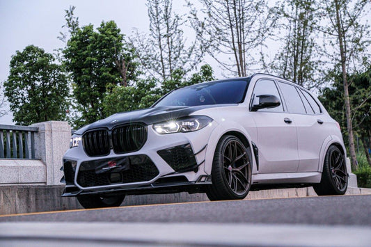 BWM X5M X5MC F95 Pre-LCI 2020 2021 2022 2023 with Aftermarket Parts - AE Style Front Lip Carbon Fiber from ArmorExtend