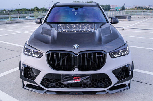 BWM X5M X5MC F95 Pre-LCI 2020 2021 2022 2023 with Aftermarket Parts - AE Style Front Lip Carbon Fiber from ArmorExtend