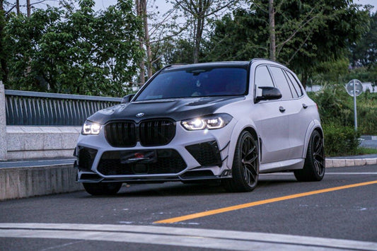 BWM X5M X5MC F95 Pre-LCI 2020 2021 2022 2023 with Aftermarket Parts - AE Style Front Lip Carbon Fiber from ArmorExtend