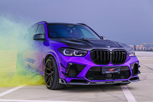 BWM X5M X5MC F95 Pre-LCI 2020 2021 2022 2023 with Aftermarket Parts - AE Style Front Lip Carbon Fiber from ArmorExtend