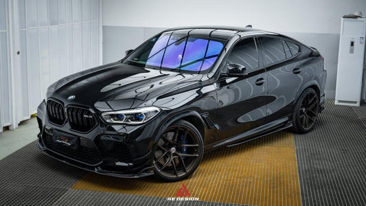 BMW X6M X6MC F96 Pre-LCI 2020 2021 2022 2023 with Aftermarket Parts - AE Style Front Lip Carbon Fiber from ArmorExtend