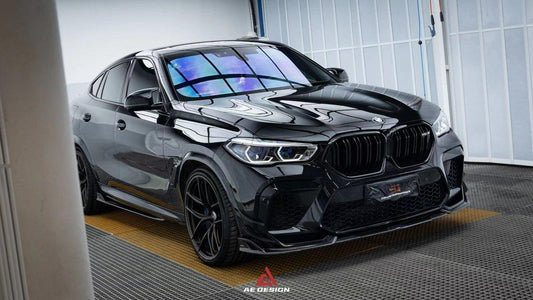 BMW X6M X6MC F96 Pre-LCI 2020 2021 2022 2023 with Aftermarket Parts - AE Style Front Lip Carbon Fiber from ArmorExtend