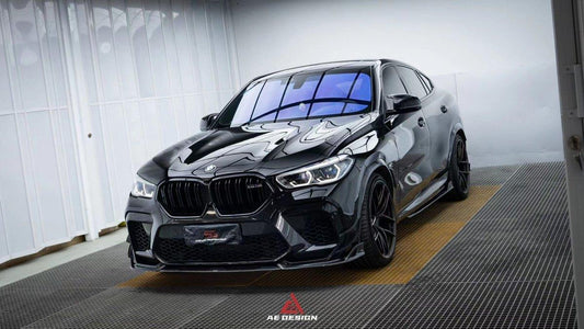 BMW X6M X6MC F96 Pre-LCI 2020 2021 2022 2023 with Aftermarket Parts - AE Style Front Lip Carbon Fiber from ArmorExtend