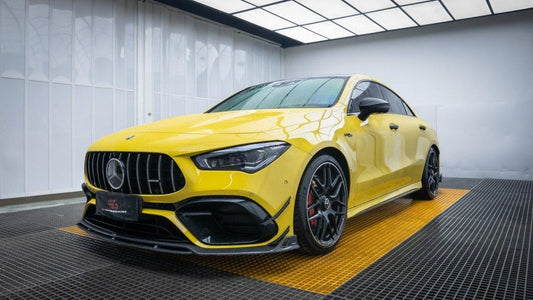 Mercedes Benz CLA45 CLA45S C118 2022 2023 2024 with Aftermarket Parts - AE Front Lip Carbon Fiber from ArmorExtend 