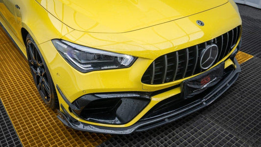 Mercedes Benz CLA45 CLA45S C118 2022 2023 2024 with Aftermarket Parts - AE Front Lip Carbon Fiber from ArmorExtend 