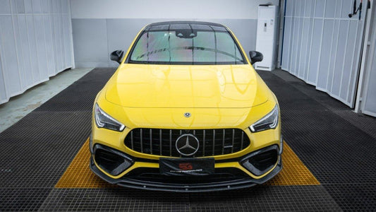 Mercedes Benz CLA45 CLA45S C118 2022 2023 2024 with Aftermarket Parts - AE Front Lip Carbon Fiber from ArmorExtend 