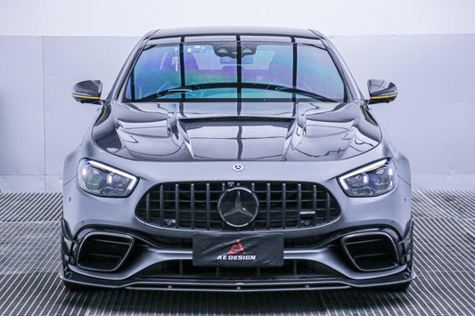 Mercedes Benz E63 W213 2021 2022 2023 2024 with Aftermarket Parts - AE Front Lip Carbon Fiber from ArmorExtend