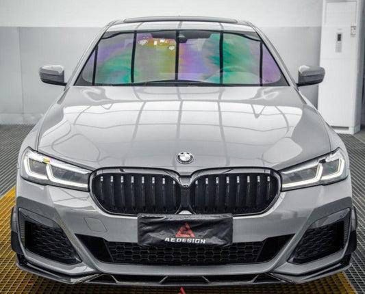 BMW 5 Series M550i 540i (With M-Package Bumper) G30 G31 LCI 2021 2022 2023 2024 with Aftermarket Parts - AE Style Front Lip Carbon Fiber from ArmorExtend