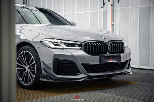 BMW 5 Series M550i 540i (With M-Package Bumper) G30 G31 LCI 2021 2022 2023 2024 with Aftermarket Parts - AE Style Front Lip Carbon Fiber from ArmorExtend