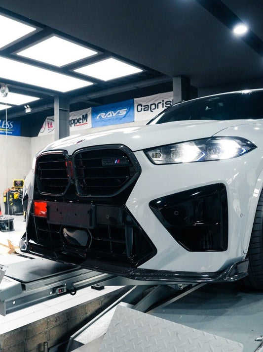 BMW X5M X5MC F95 & X6M X6MC F96 2024-ON (LCI) With Aftermarket Parts - AE Style Front Lip Carbon Fiber from ArmorExtend