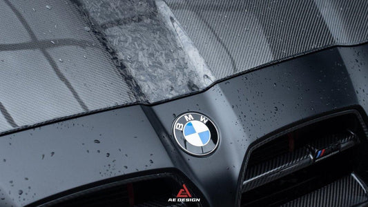 BMW M3 G80 G81 & M4 G82 G83 2021 2022 2023 2024 with Aftermarket Parts - AE Style Hood Carbon Fiber from ArmorExtend