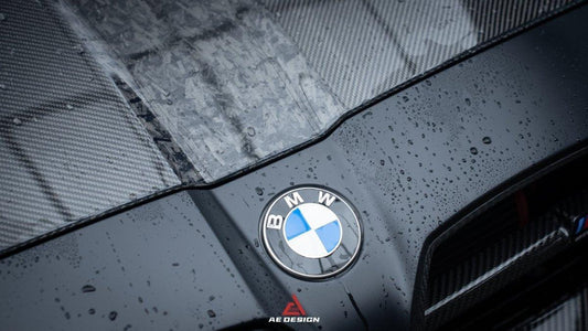 BMW M3 G80 G81 & M4 G82 G83 2021 2022 2023 2024 with Aftermarket Parts - AE Style Hood Carbon Fiber from ArmorExtend