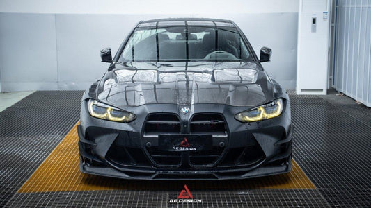 BMW M3 G80 G81 & M4 G82 G83 2021 2022 2023 2024 with Aftermarket Parts - AE Style Hood Carbon Fiber from ArmorExtend