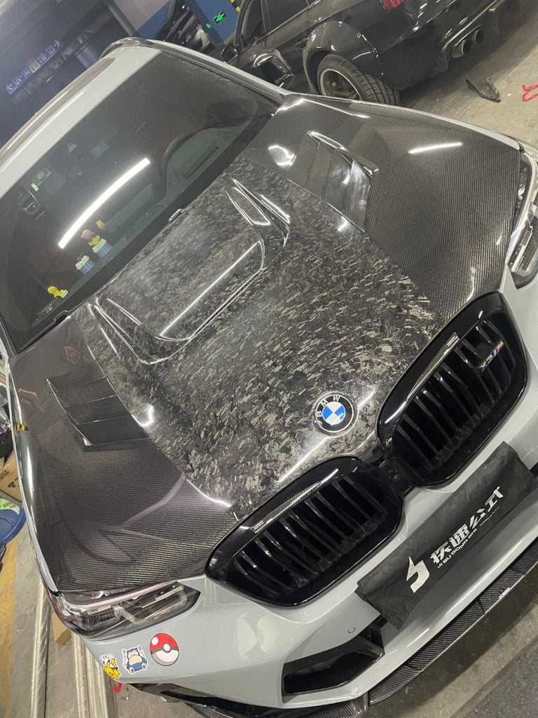 BMW X3 G01 & X3M X3MC F97 (Fits Both Pre-LCI & LCI) 2019-ON X4 G02 & X4M X4MC F98 (Fits Both Pre-LCI & LCI) 2019-ONwith Aftermarket Parts - AE Style Double-sided Carbon Fiber Hood Bonnet from Armorextend