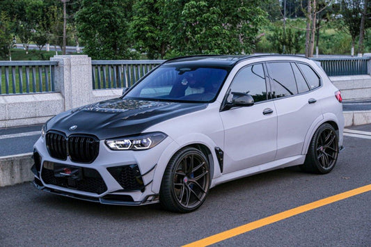 BMW X5 G05 & X5M X5MC F95 (Fits Both Pre-LCI & LCI) 2020 2021 2022 2023 2024 X6 G06 & X6M X6MC F96 (Fits Both Pre-LCI & LCI) 2020 2021 2022 2023 2024 with Aftermarket Parts - AE Style Hood Carbon Fiber from ArmorExtend