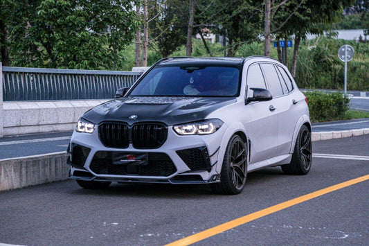 BMW X5 G05 & X5M X5MC F95 (Fits Both Pre-LCI & LCI) 2020 2021 2022 2023 2024 X6 G06 & X6M X6MC F96 (Fits Both Pre-LCI & LCI) 2020 2021 2022 2023 2024 with Aftermarket Parts - AE Style Hood Carbon Fiber from ArmorExtend