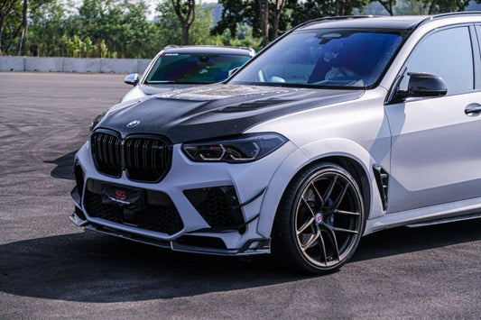 BMW X5 G05 & X5M X5MC F95 (Fits Both Pre-LCI & LCI) 2020 2021 2022 2023 2024 X6 G06 & X6M X6MC F96 (Fits Both Pre-LCI & LCI) 2020 2021 2022 2023 2024 with Aftermarket Parts - AE Style Hood Carbon Fiber from ArmorExtend