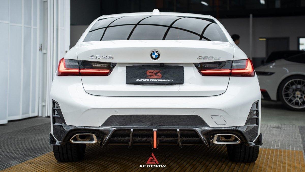 330i Rear Diffuser Stock BMW G20 G21 330i M340i LCI Armorextend Rear Diffuser & Canards Carbon ...
